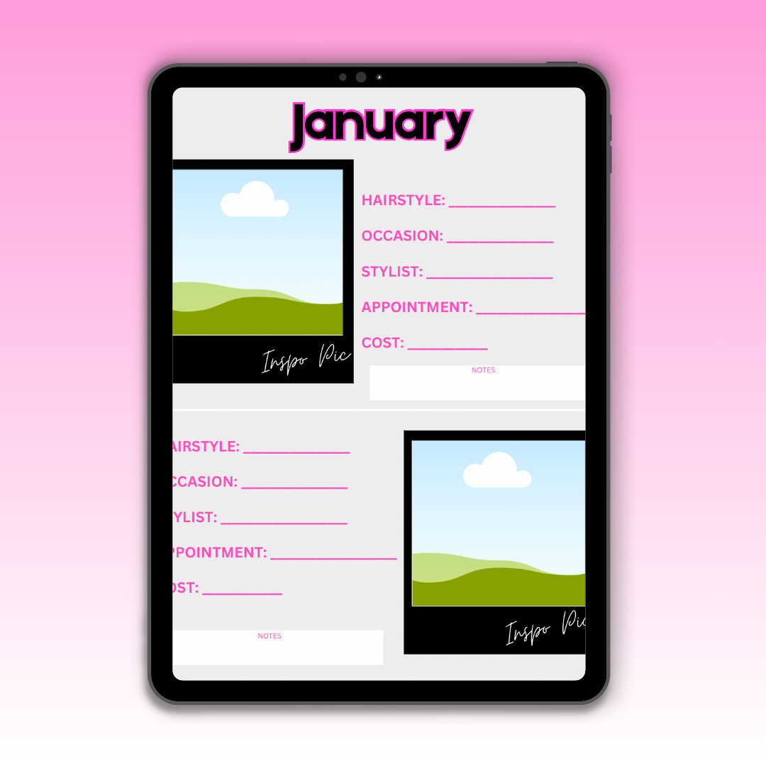 Yearly Hair Calendar